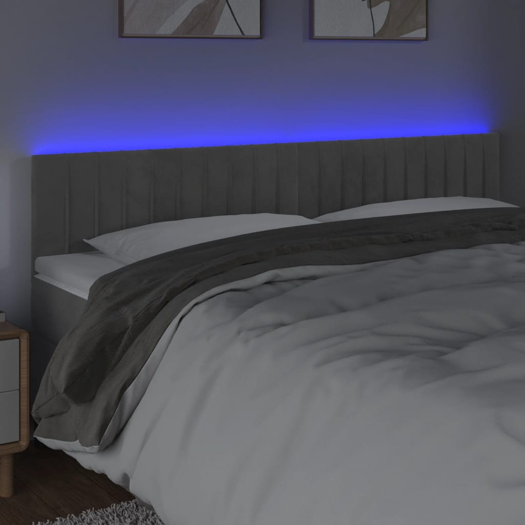 Hoofdbord LED 180x5x78/88 cm fluweel lichtgrijs is nu te koop bij PeponiXL, paradijselijk wonen!