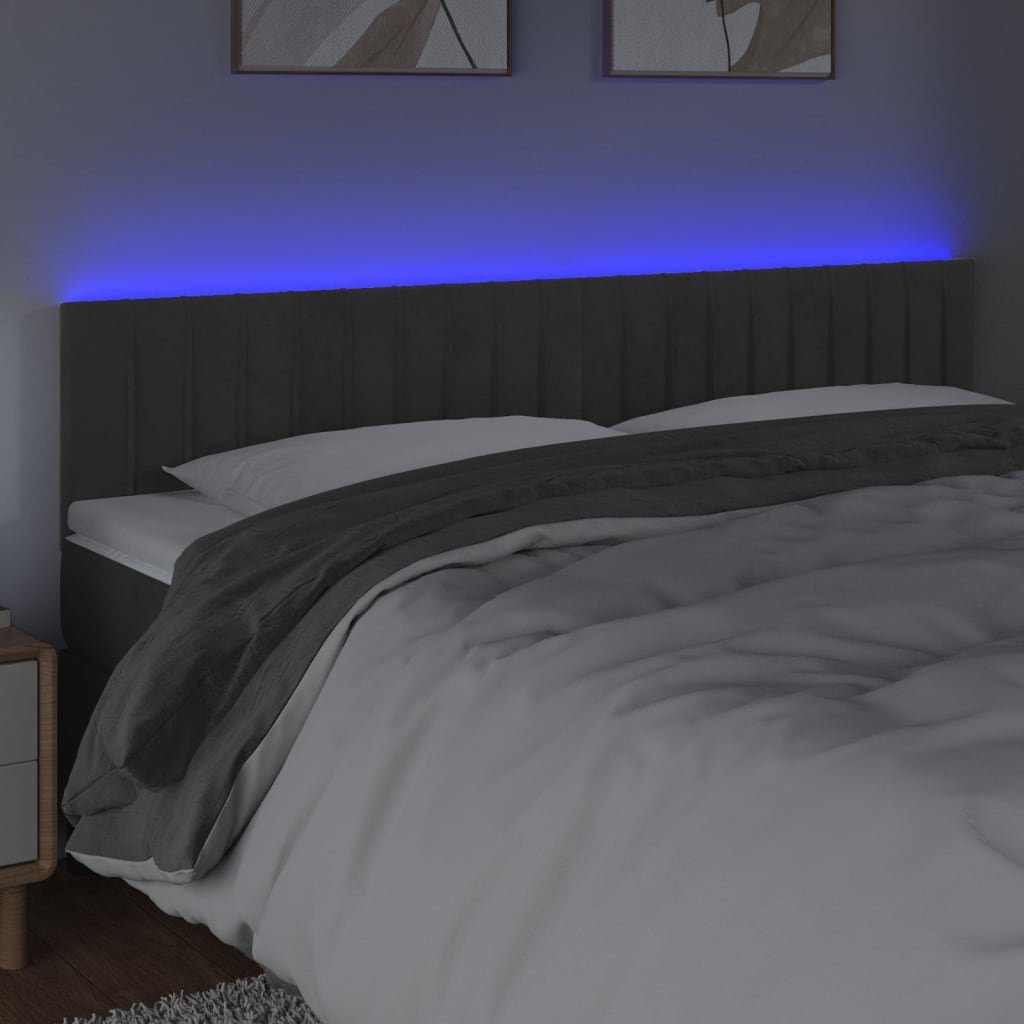Hoofdbord LED 180x5x78/88 cm fluweel donkergrijs is nu te koop bij PeponiXL, paradijselijk wonen!