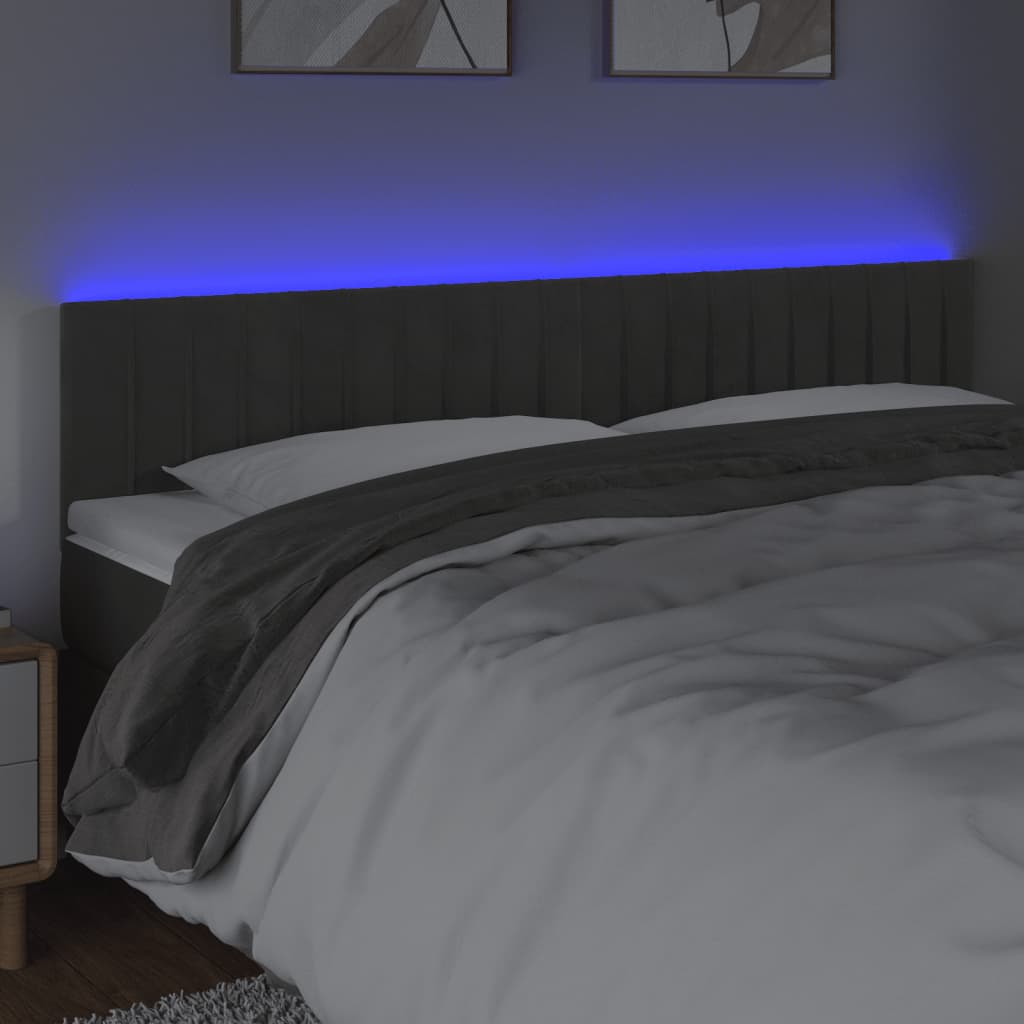 Hoofdbord LED 200x5x78/88 cm fluweel donkergrijs is nu te koop bij PeponiXL, paradijselijk wonen!