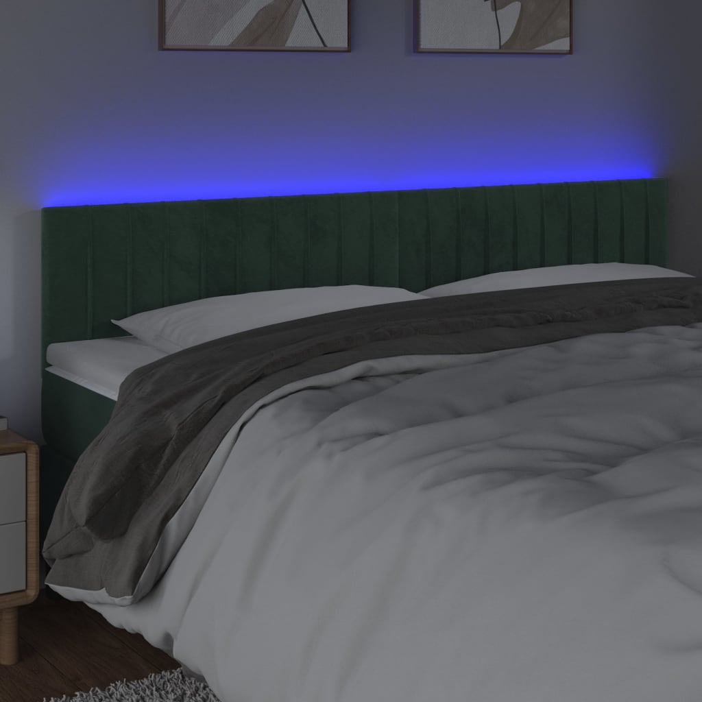 Hoofdbord LED 200x5x78/88 cm fluweel donkergroen is nu te koop bij PeponiXL, paradijselijk wonen!