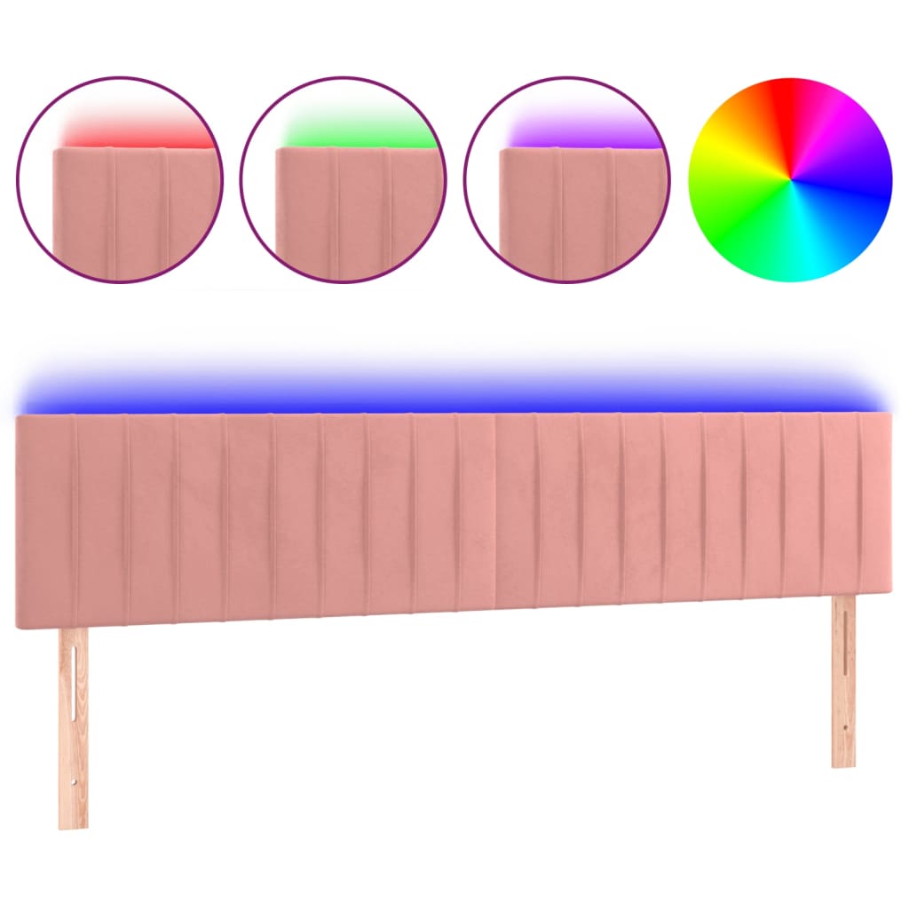 Hoofdbord LED 200x5x78/88 cm fluweel roze is nu te koop bij PeponiXL, paradijselijk wonen!