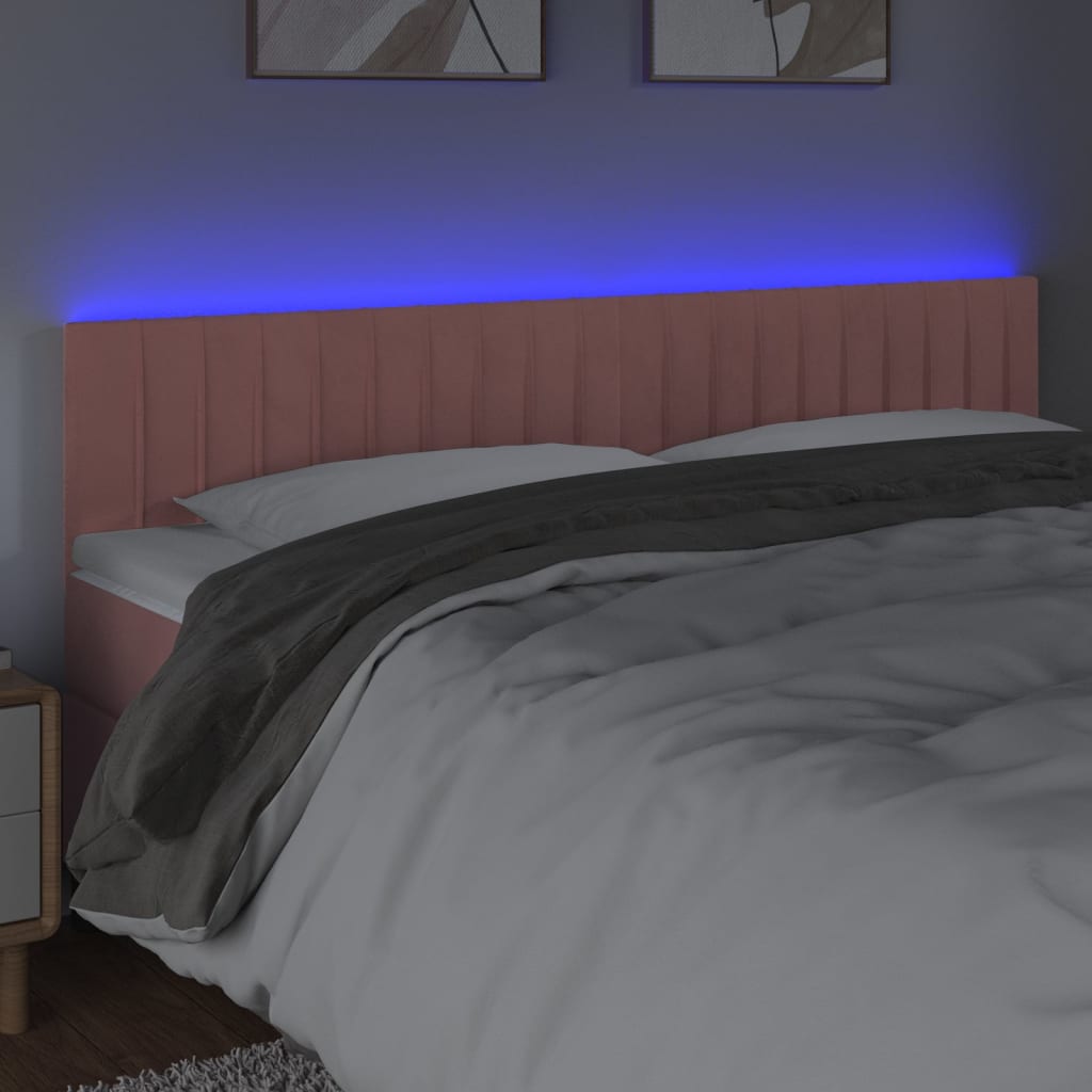 Hoofdbord LED 200x5x78/88 cm fluweel roze is nu te koop bij PeponiXL, paradijselijk wonen!