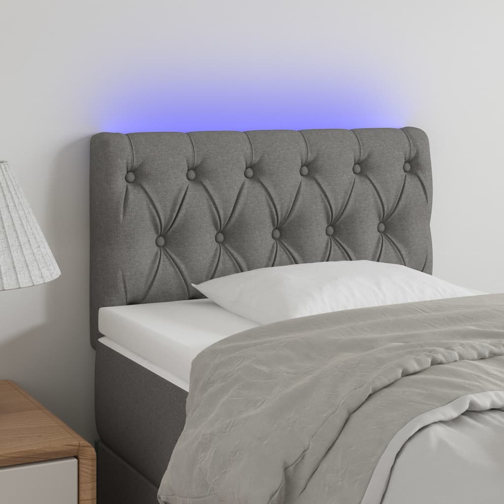 Hoofdbord LED 80x7x78/88 cm stof lichtgrijs is nu te koop bij PeponiXL, paradijselijk wonen!