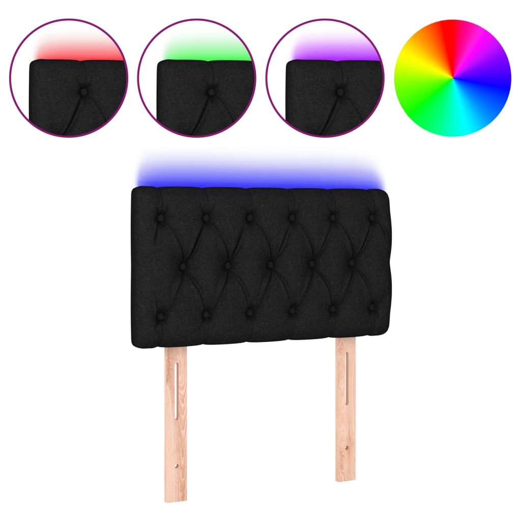 Hoofdbord LED 80x7x78/88 cm stof zwart is nu te koop bij PeponiXL, paradijselijk wonen!
