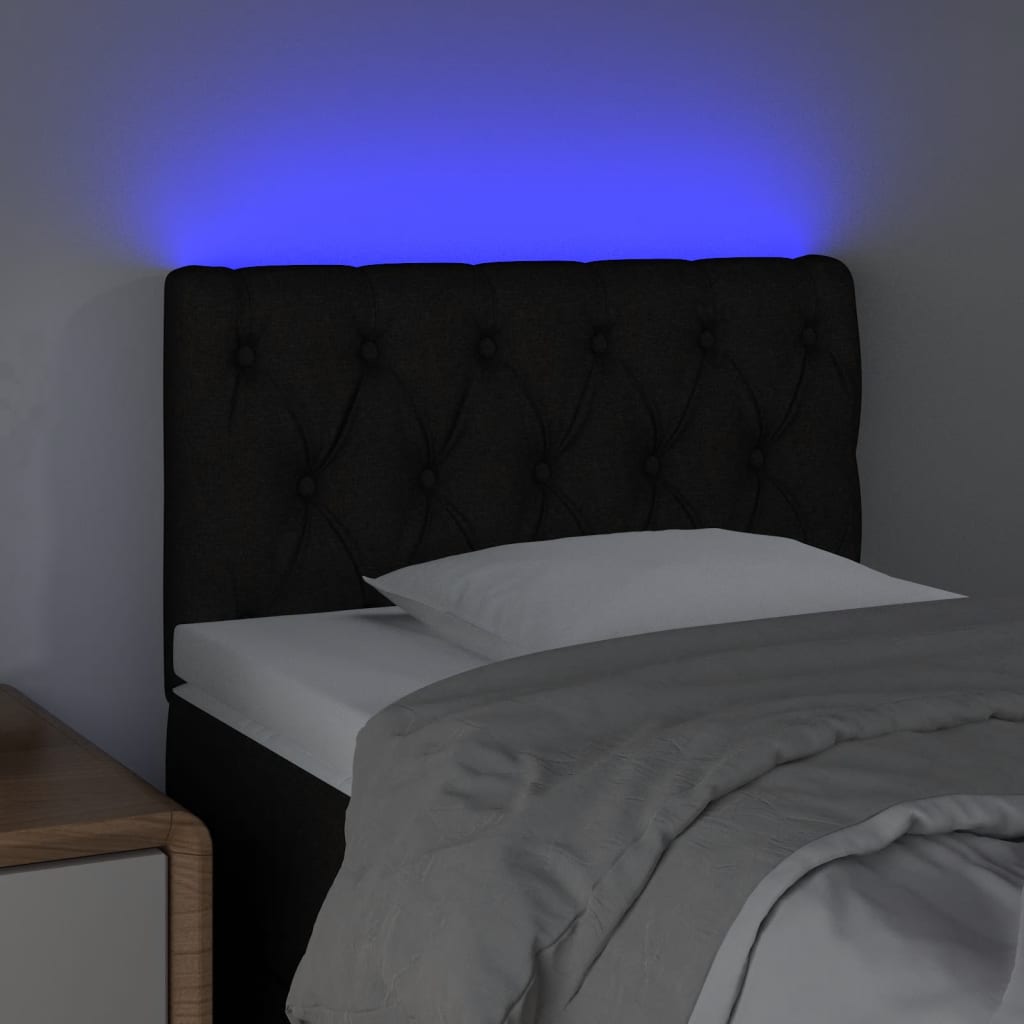 Hoofdbord LED 80x7x78/88 cm stof zwart is nu te koop bij PeponiXL, paradijselijk wonen!
