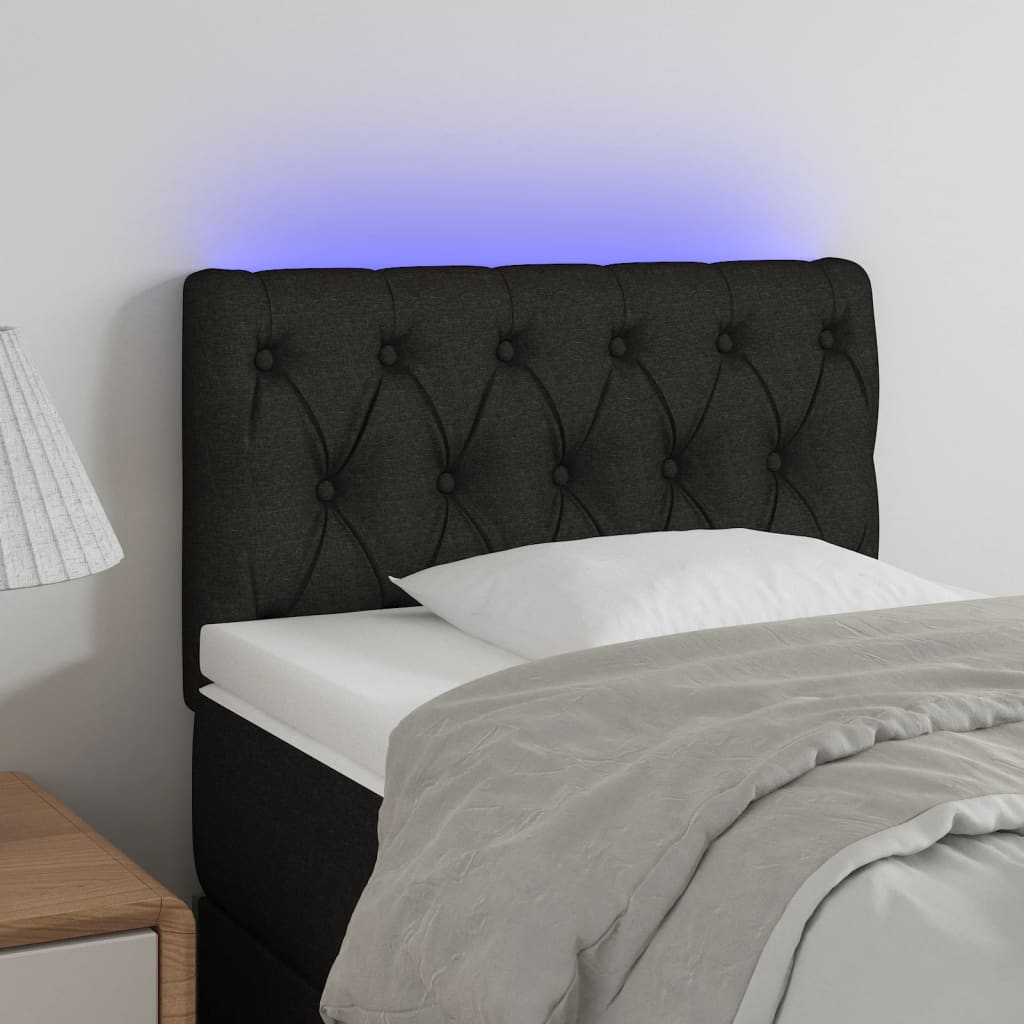 Hoofdbord LED 80x7x78/88 cm stof zwart is nu te koop bij PeponiXL, paradijselijk wonen!