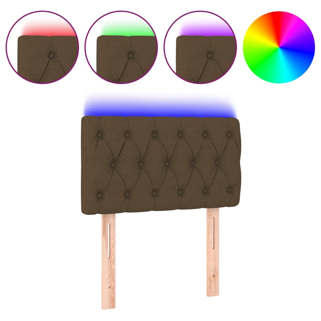 Hoofdbord LED 80x7x78/88 cm stof donkerbruin is nu te koop bij PeponiXL, paradijselijk wonen!