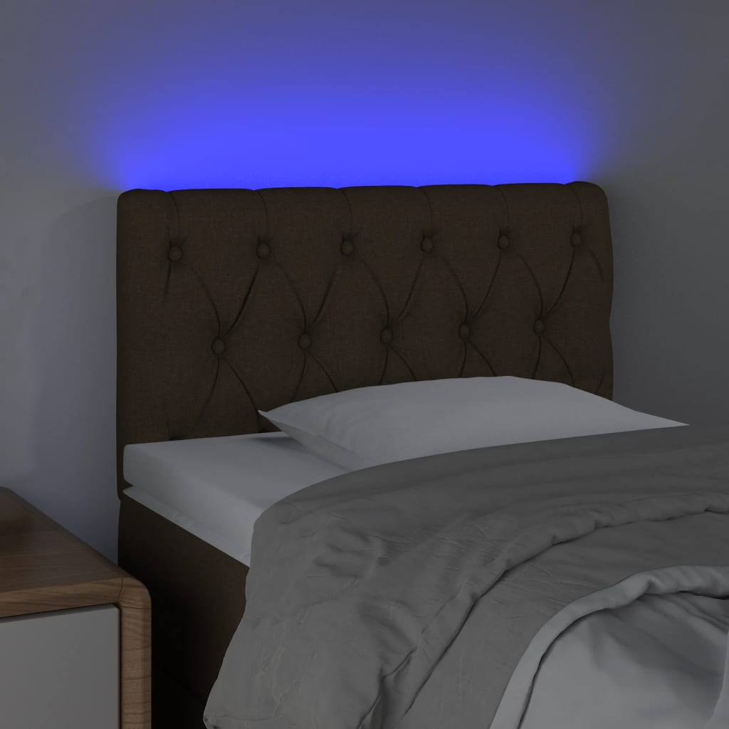 Hoofdbord LED 80x7x78/88 cm stof donkerbruin is nu te koop bij PeponiXL, paradijselijk wonen!