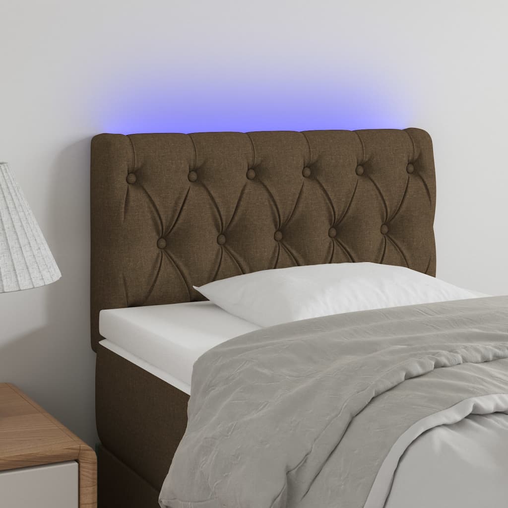 Hoofdbord LED 80x7x78/88 cm stof donkerbruin is nu te koop bij PeponiXL, paradijselijk wonen!