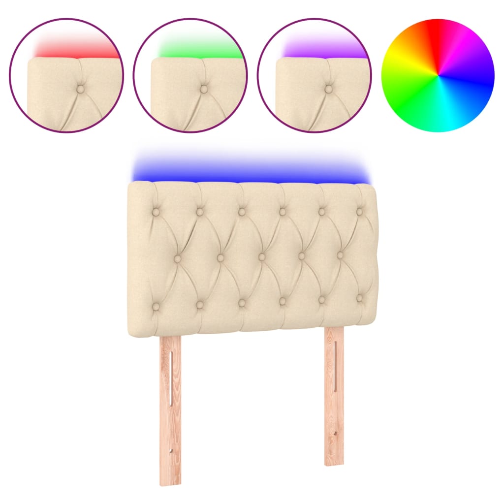 Hoofdbord LED 80x7x78/88 cm stof crèmekleurig is nu te koop bij PeponiXL, paradijselijk wonen!