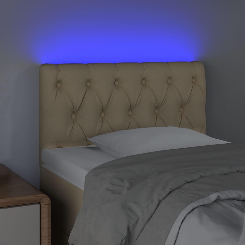 Hoofdbord LED 80x7x78/88 cm stof crèmekleurig is nu te koop bij PeponiXL, paradijselijk wonen!