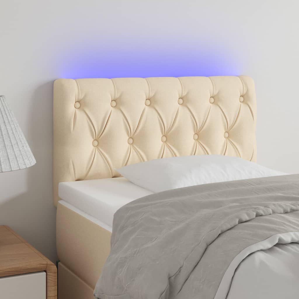 Hoofdbord LED 80x7x78/88 cm stof crèmekleurig is nu te koop bij PeponiXL, paradijselijk wonen!