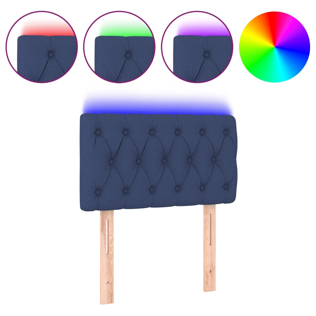 Hoofdbord LED 80x7x78/88 cm stof blauw is nu te koop bij PeponiXL, paradijselijk wonen!