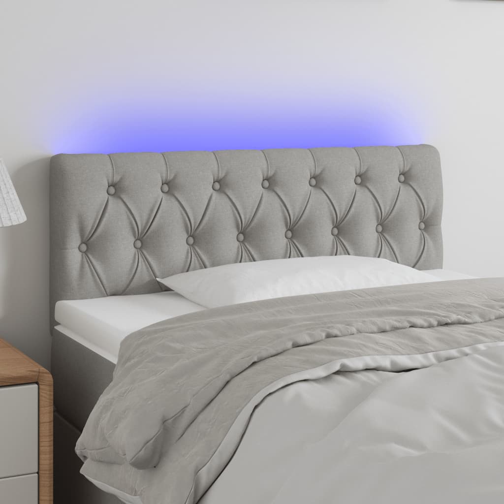 Hoofdbord LED 90x7x78/88 cm stof lichtgrijs is nu te koop bij PeponiXL, paradijselijk wonen!