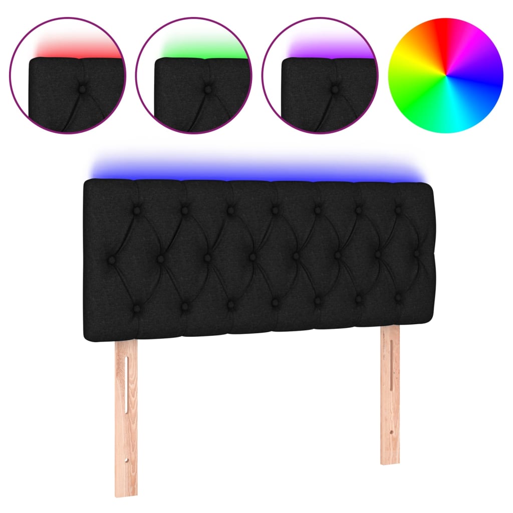 Hoofdbord LED 90x7x78/88 cm stof zwart is nu te koop bij PeponiXL, paradijselijk wonen!