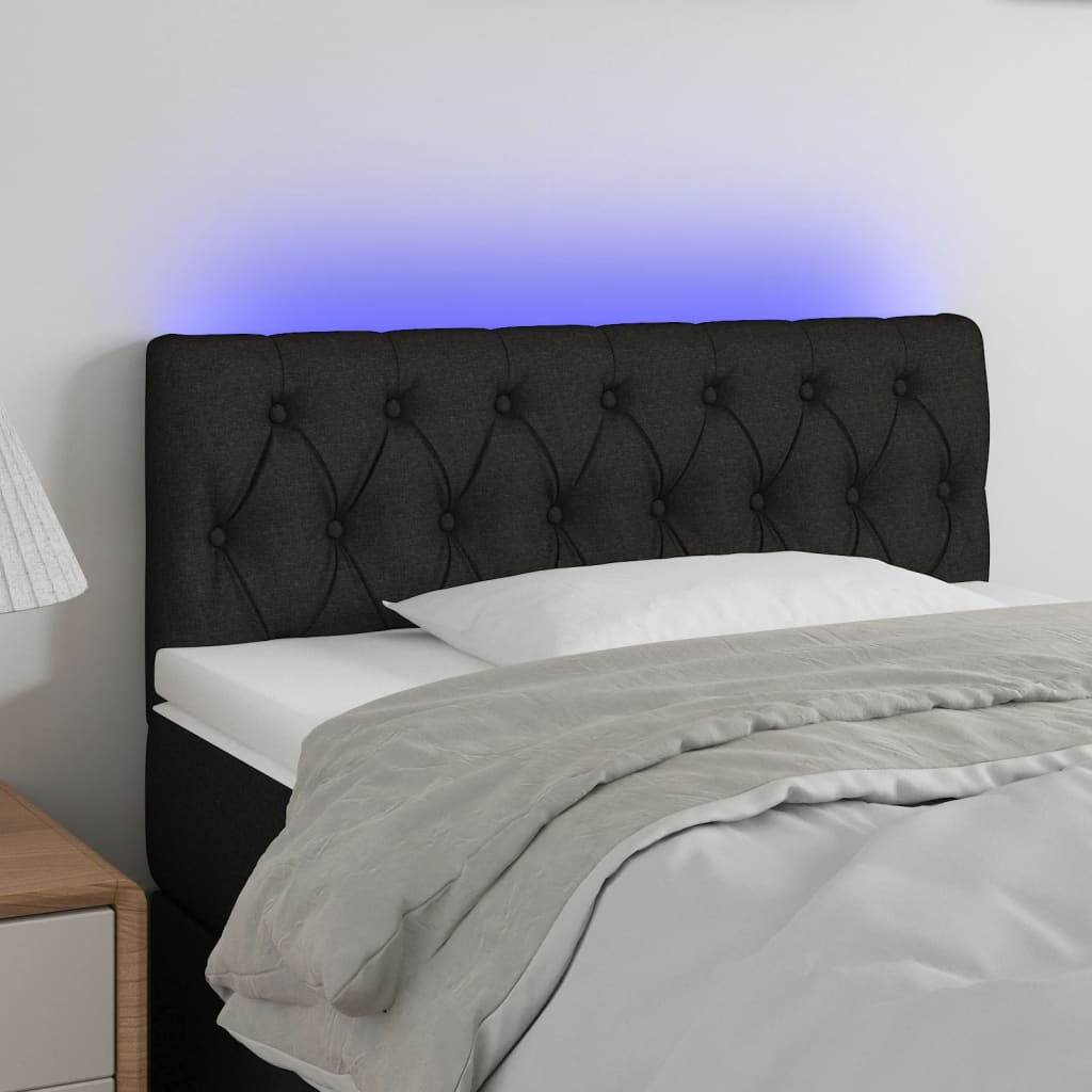 Hoofdbord LED 90x7x78/88 cm stof zwart is nu te koop bij PeponiXL, paradijselijk wonen!