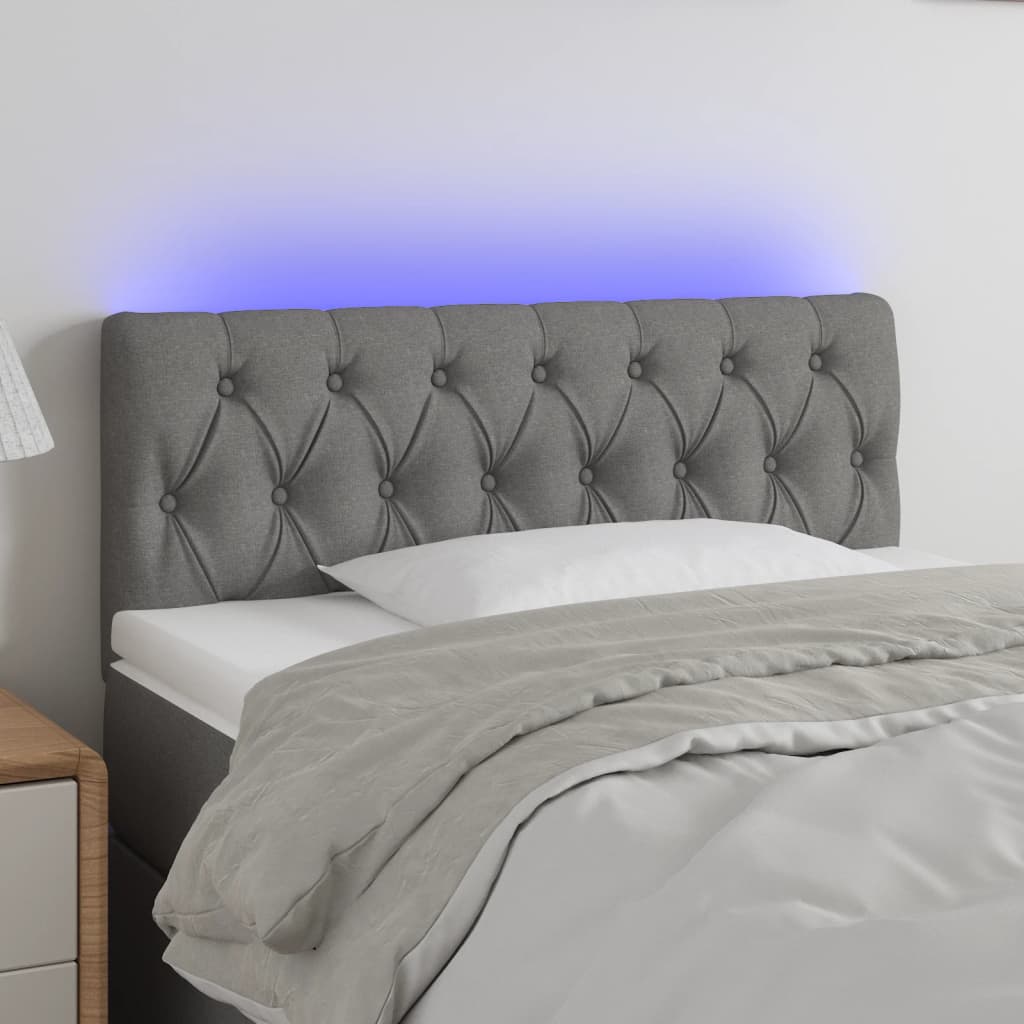 Hoofdbord LED 100x7x78/88 cm stof donkergrijs is nu te koop bij PeponiXL, paradijselijk wonen!