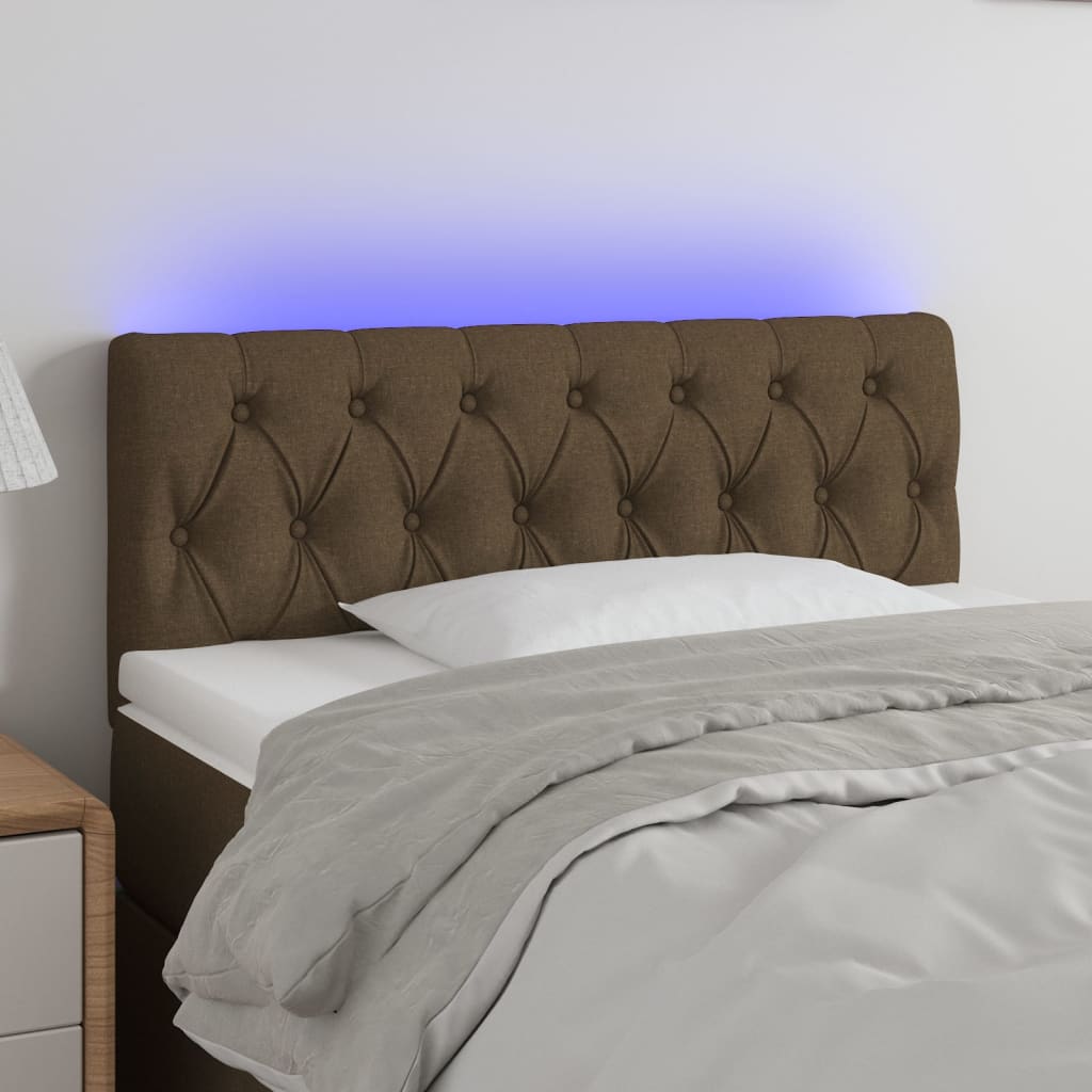 Hoofdbord LED 100x7x78/88 cm stof donkerbruin is nu te koop bij PeponiXL, paradijselijk wonen!