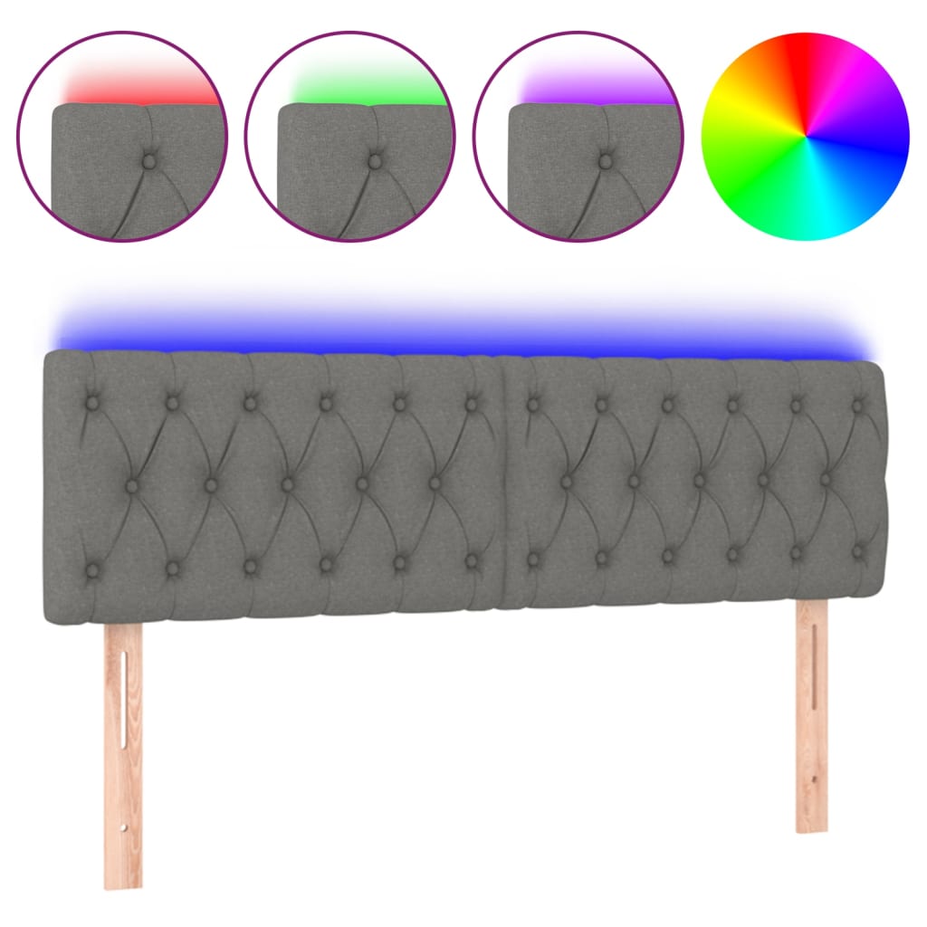 Hoofdbord LED 144x7x78/88 cm stof donkergrijs is nu te koop bij PeponiXL, paradijselijk wonen!