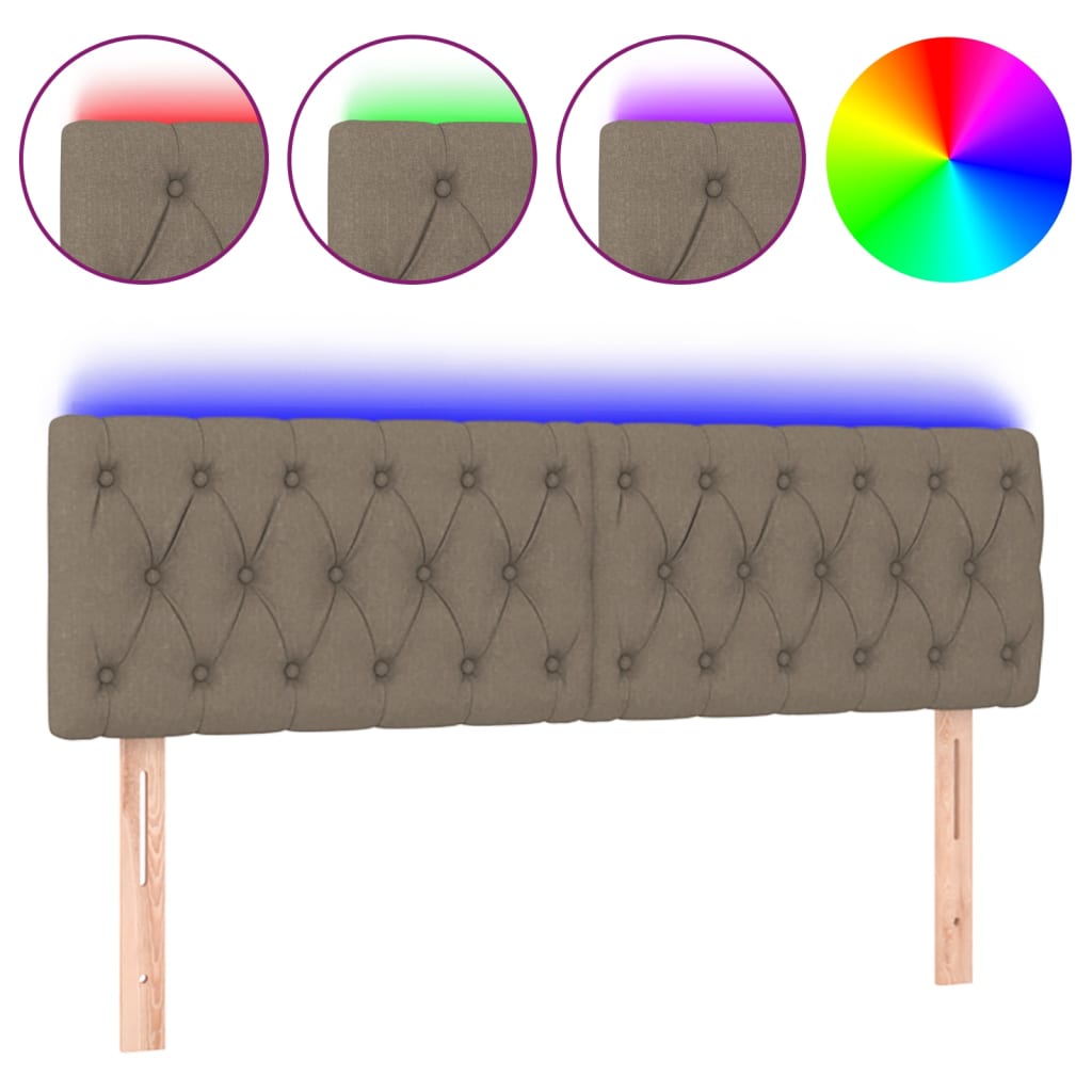 Hoofdbord LED 144x7x78/88 cm stof taupe is nu te koop bij PeponiXL, paradijselijk wonen!