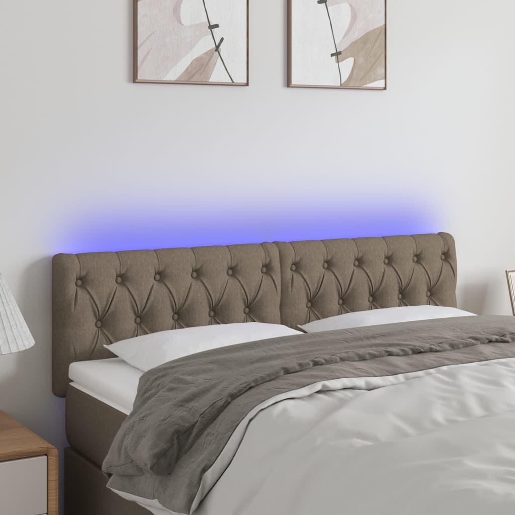 Hoofdbord LED 144x7x78/88 cm stof taupe is nu te koop bij PeponiXL, paradijselijk wonen!