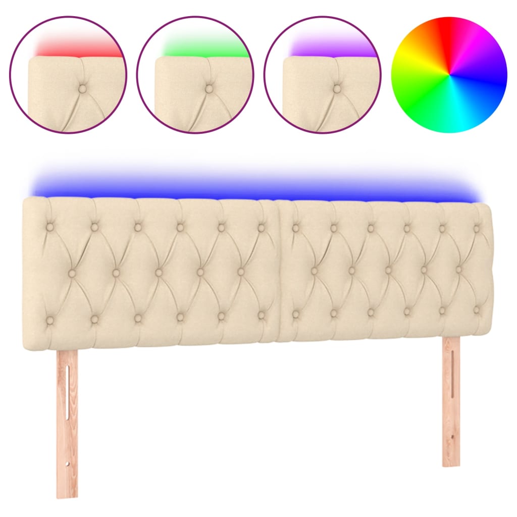 Hoofdbord LED 144x7x78/88 cm stof crèmekleurig is nu te koop bij PeponiXL, paradijselijk wonen!