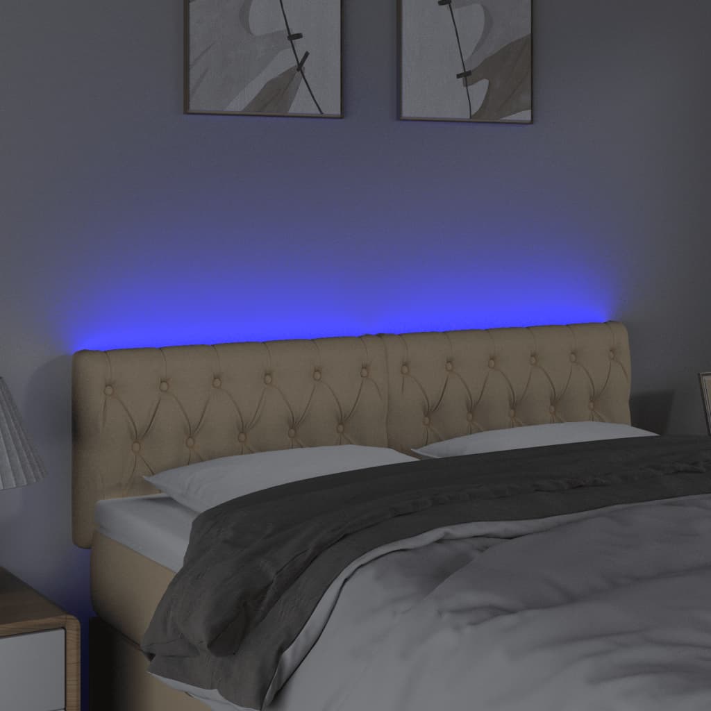 Hoofdbord LED 144x7x78/88 cm stof crèmekleurig is nu te koop bij PeponiXL, paradijselijk wonen!