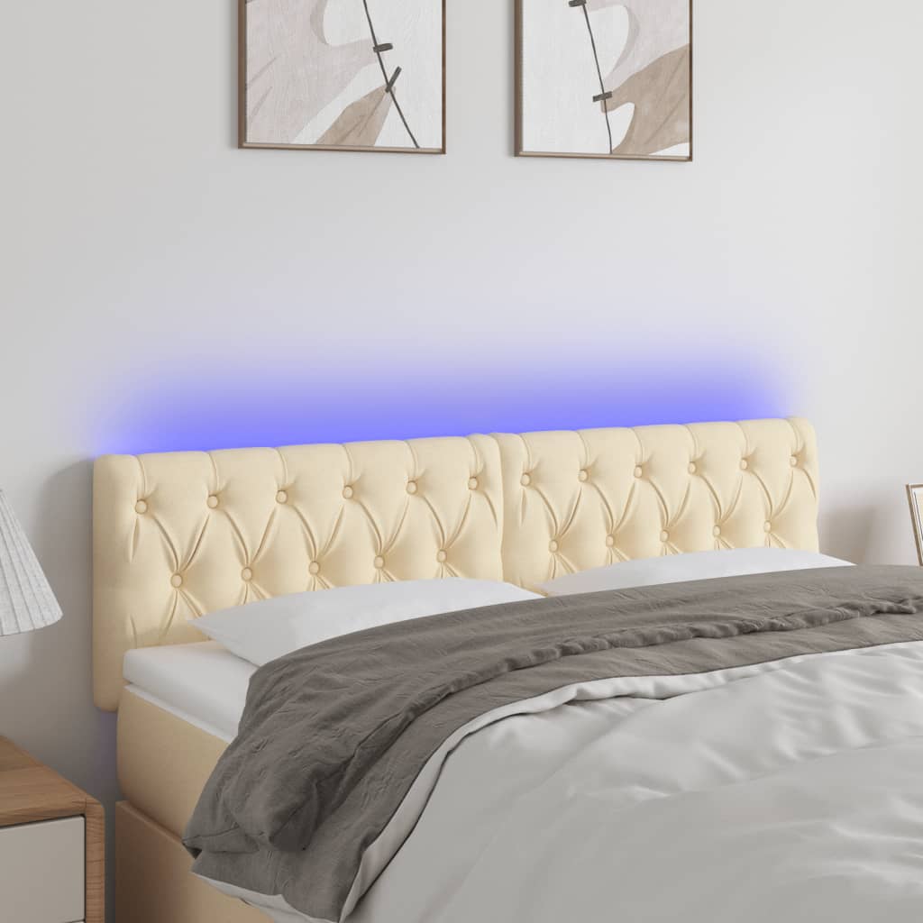 Hoofdbord LED 144x7x78/88 cm stof crèmekleurig is nu te koop bij PeponiXL, paradijselijk wonen!