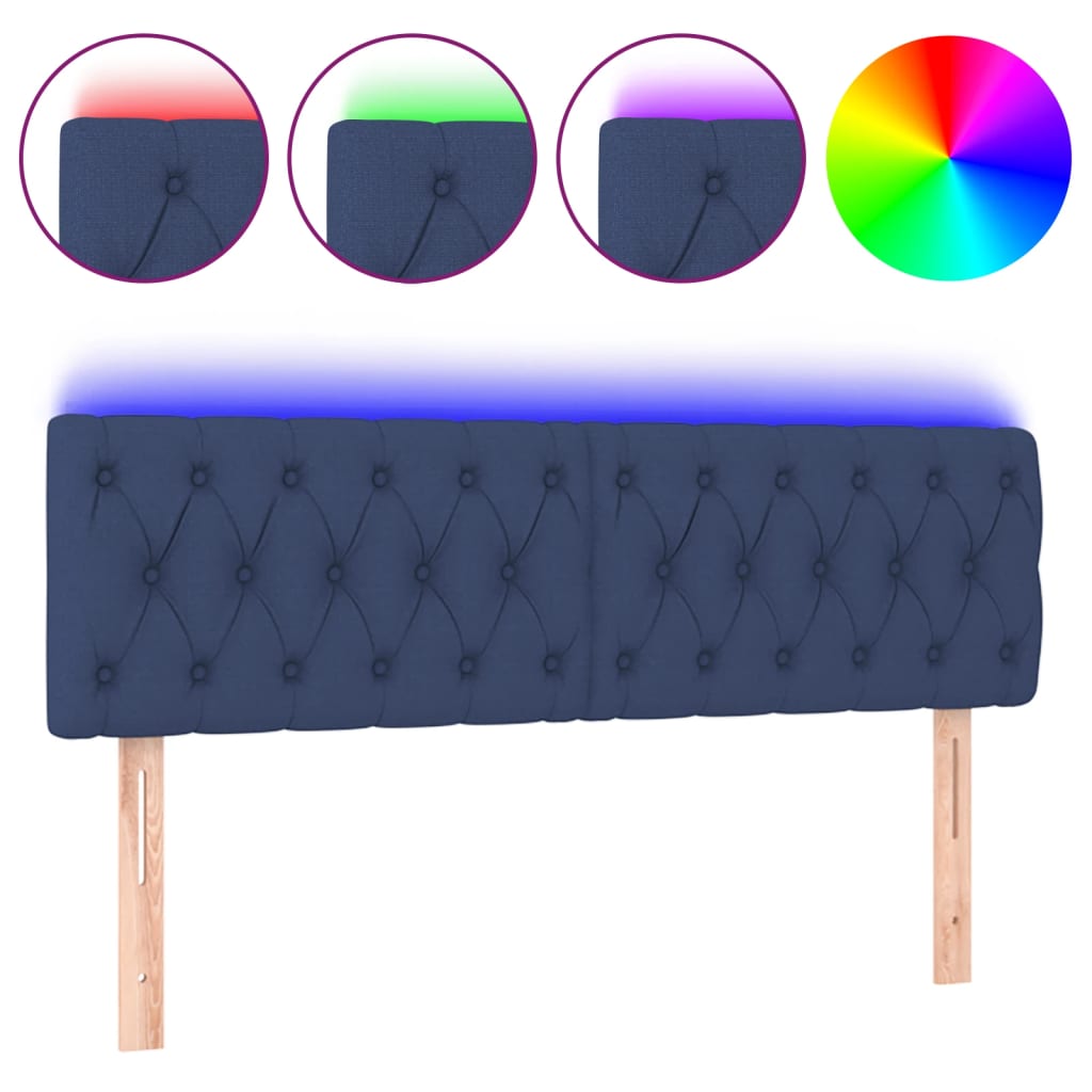 Hoofdbord LED 144x7x78/88 cm stof blauw is nu te koop bij PeponiXL, paradijselijk wonen!