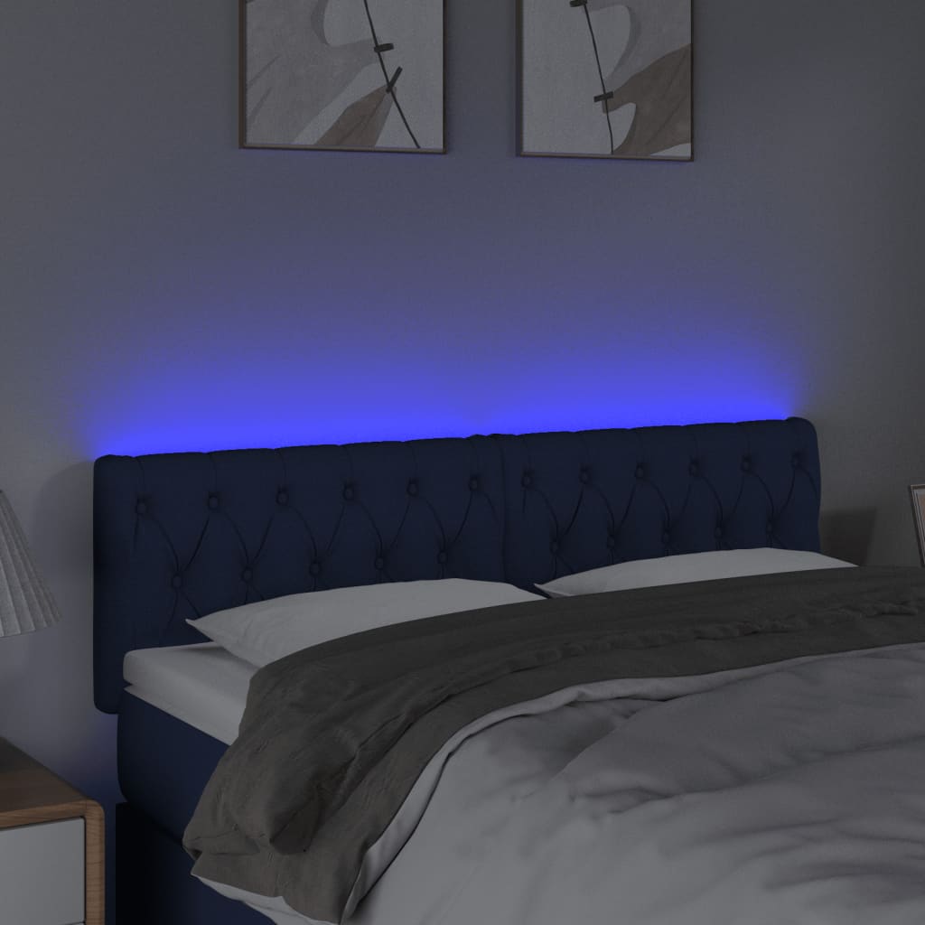 Hoofdbord LED 144x7x78/88 cm stof blauw is nu te koop bij PeponiXL, paradijselijk wonen!