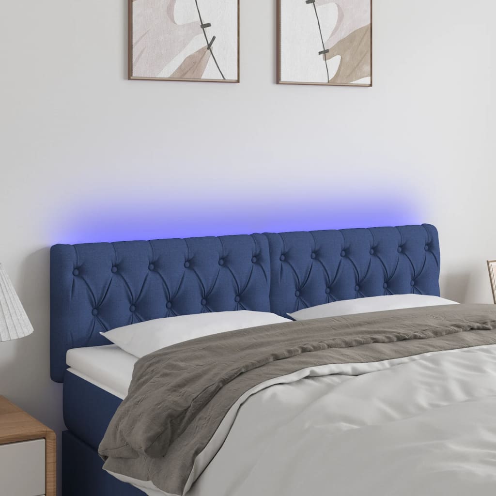 Hoofdbord LED 144x7x78/88 cm stof blauw is nu te koop bij PeponiXL, paradijselijk wonen!