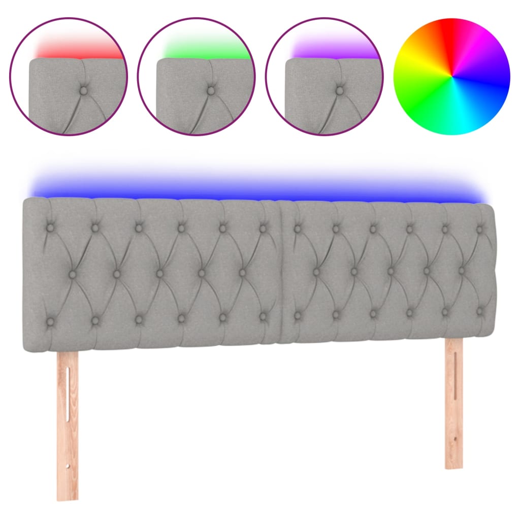 Hoofdbord LED 160x7x78/88 cm stof lichtgrijs is nu te koop bij PeponiXL, paradijselijk wonen!