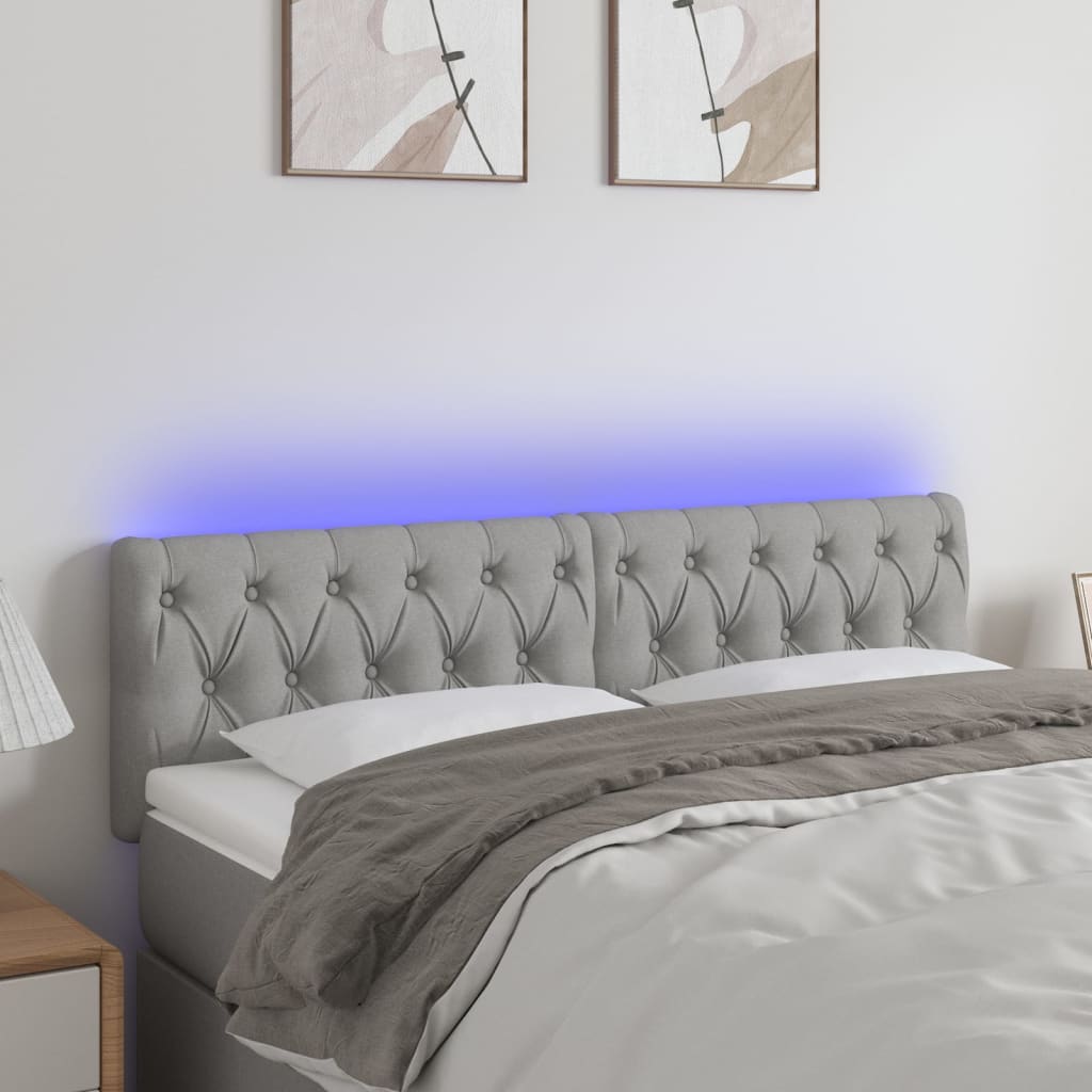 Hoofdbord LED 160x7x78/88 cm stof lichtgrijs is nu te koop bij PeponiXL, paradijselijk wonen!