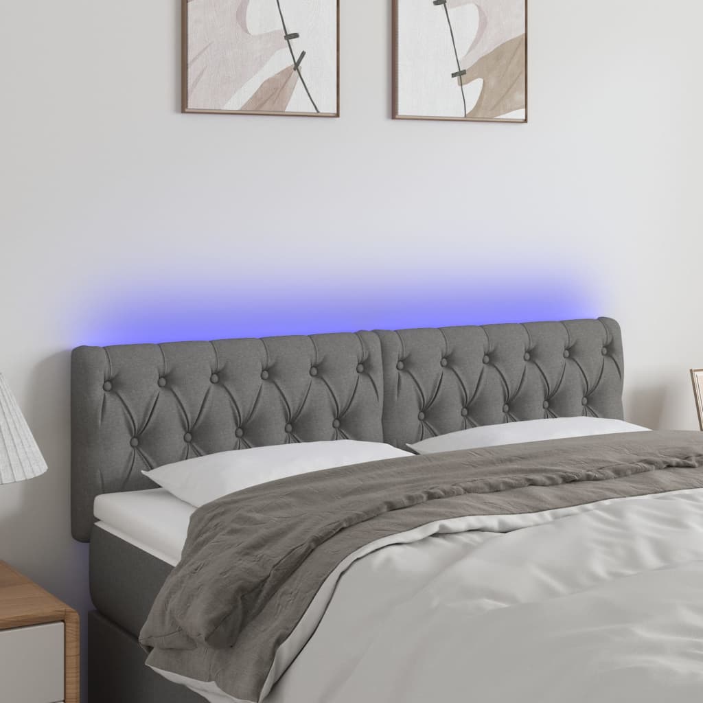 Hoofdbord LED 160x7x78/88 cm stof donkergrijs is nu te koop bij PeponiXL, paradijselijk wonen!