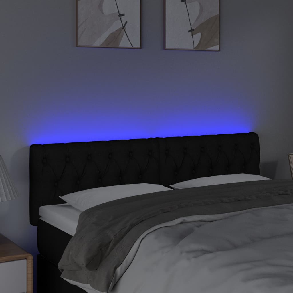 Hoofdbord LED 160x7x78/88 cm stof zwart is nu te koop bij PeponiXL, paradijselijk wonen!