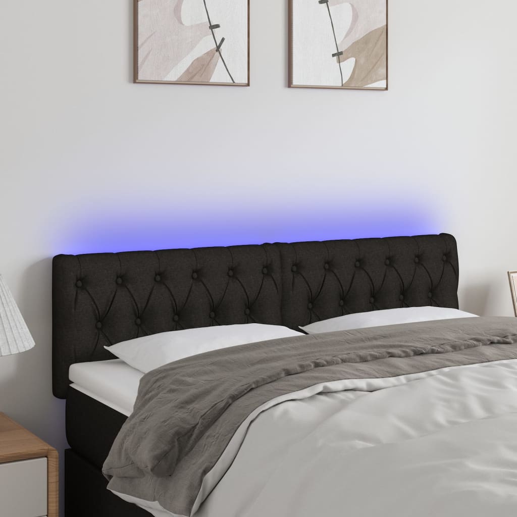 Hoofdbord LED 160x7x78/88 cm stof zwart is nu te koop bij PeponiXL, paradijselijk wonen!