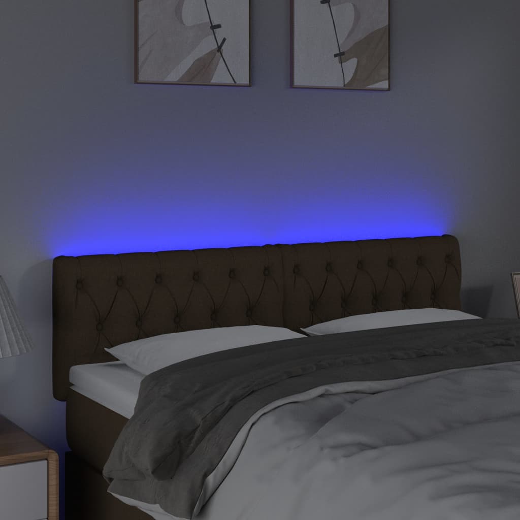 Hoofdbord LED 160x7x78/88 cm stof donkerbruin is nu te koop bij PeponiXL, paradijselijk wonen!