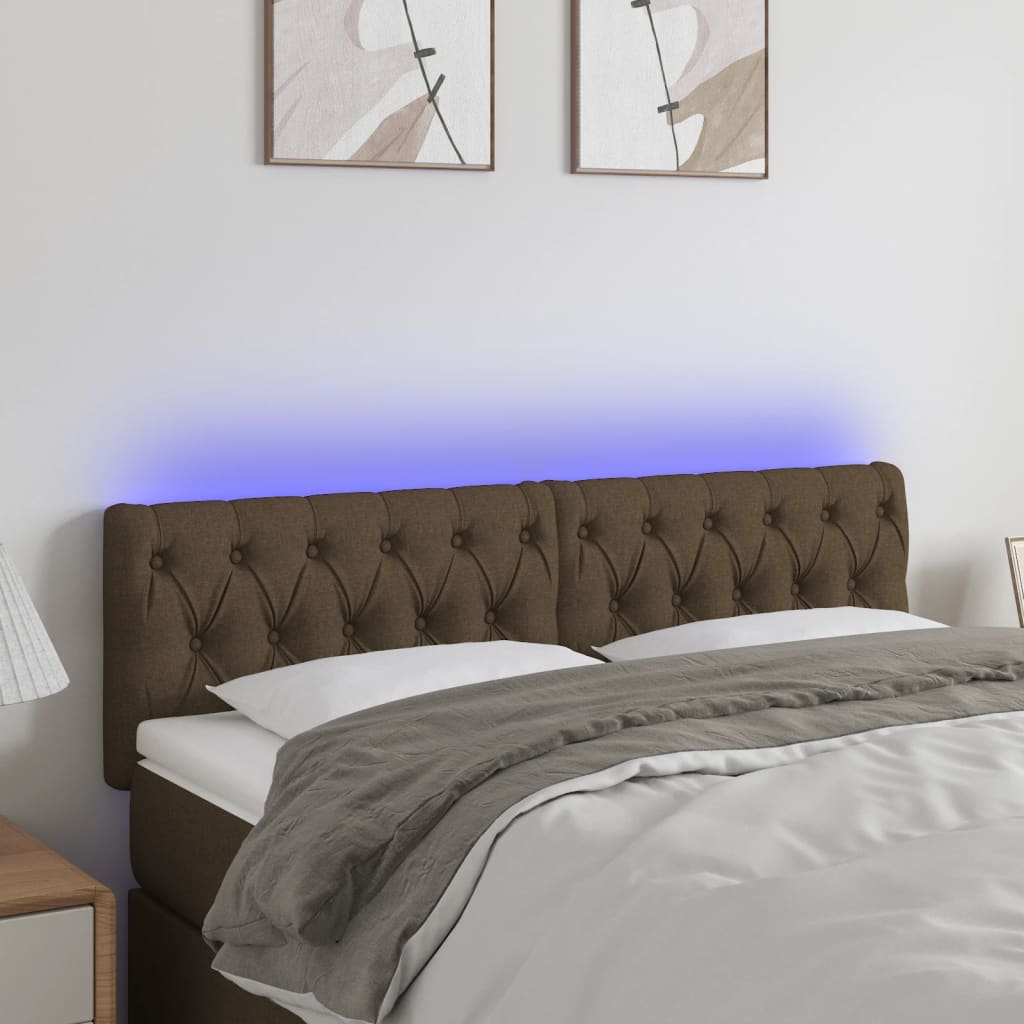 Hoofdbord LED 160x7x78/88 cm stof donkerbruin is nu te koop bij PeponiXL, paradijselijk wonen!
