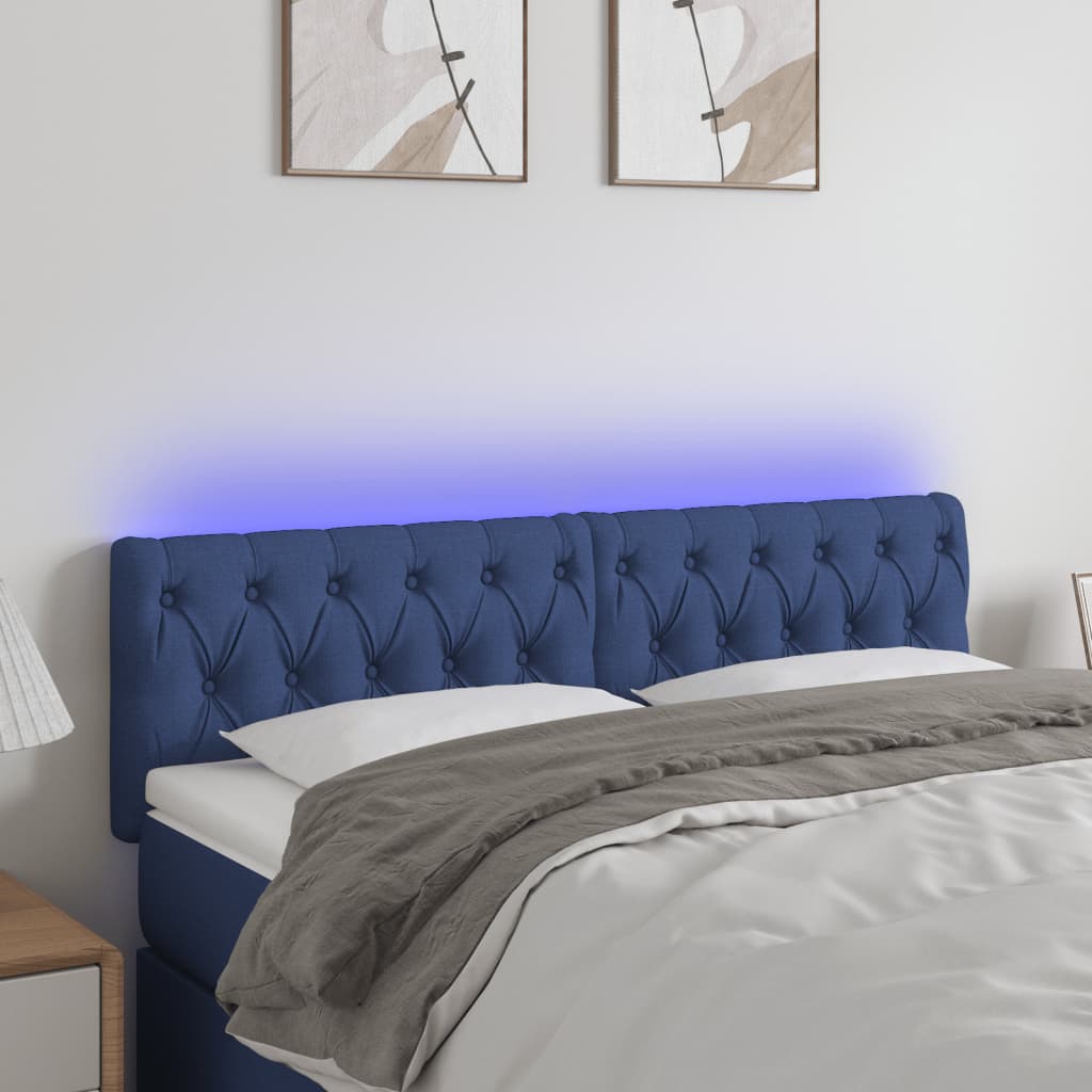Hoofdbord LED 160x7x78/88 cm stof blauw is nu te koop bij PeponiXL, paradijselijk wonen!