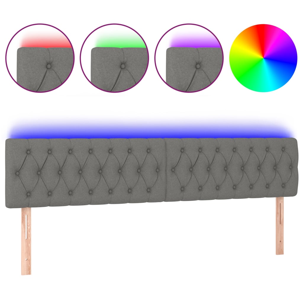 Hoofdbord LED 180x7x78/88 cm stof donkergrijs is nu te koop bij PeponiXL, paradijselijk wonen!