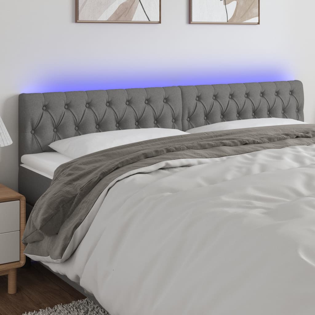 Hoofdbord LED 180x7x78/88 cm stof donkergrijs is nu te koop bij PeponiXL, paradijselijk wonen!