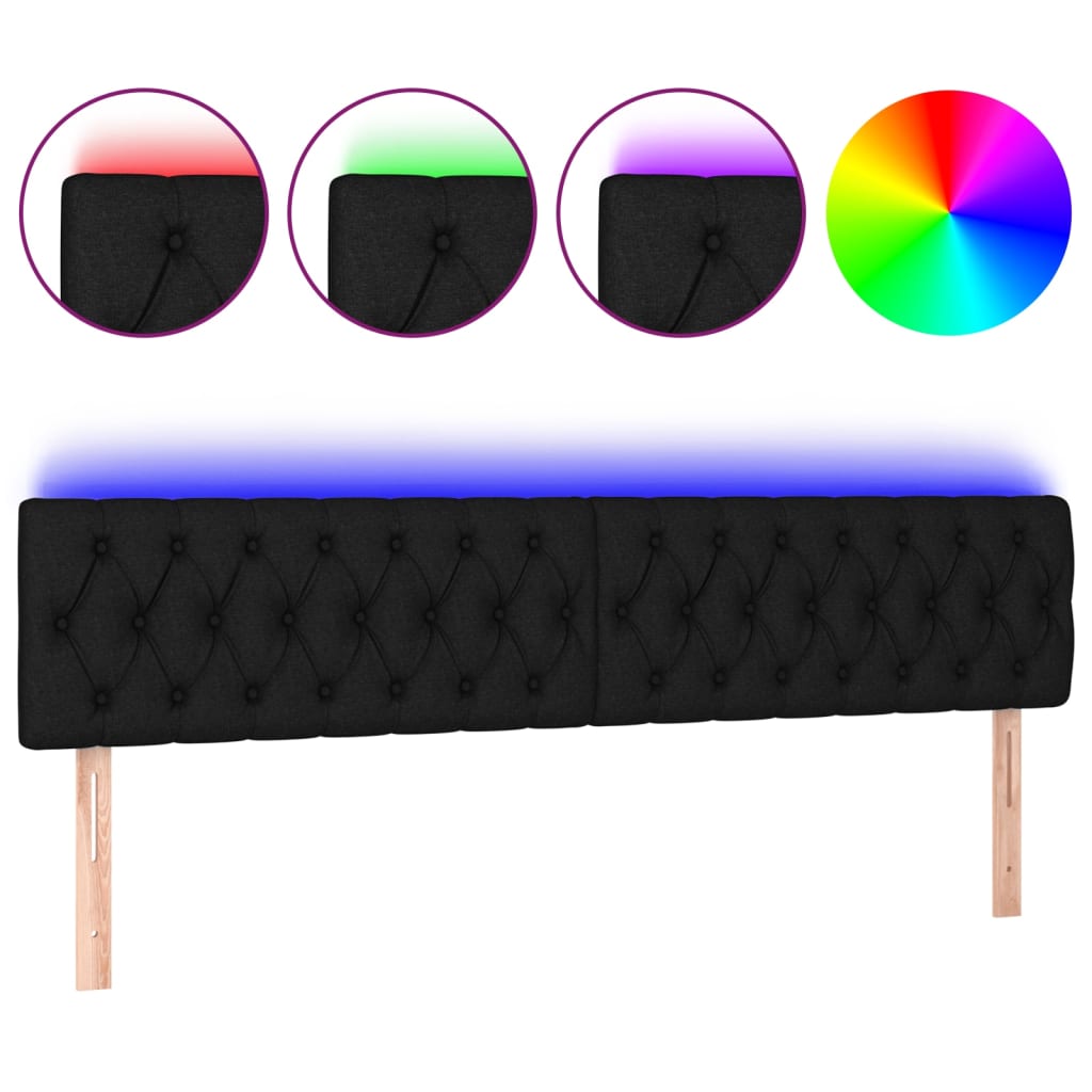 Hoofdbord LED 180x7x78/88 cm stof zwart is nu te koop bij PeponiXL, paradijselijk wonen!