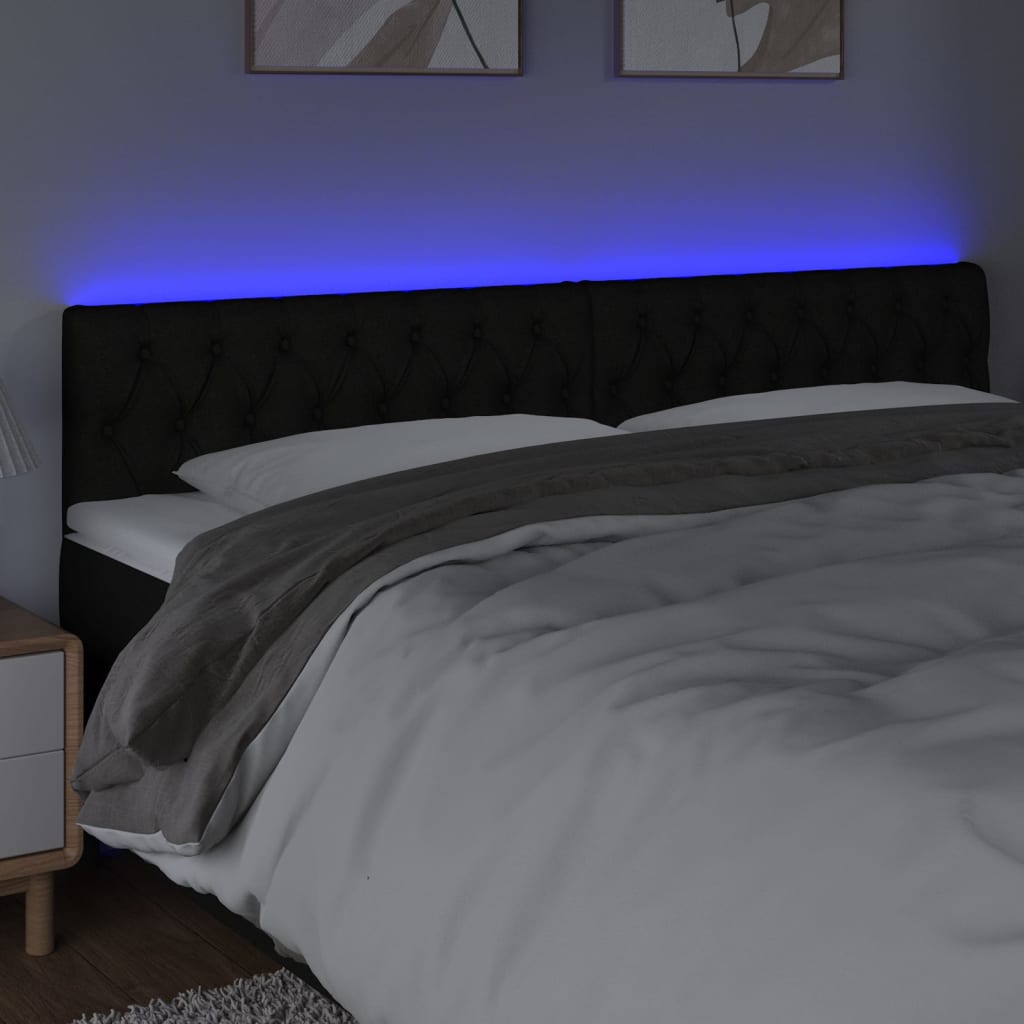 Hoofdbord LED 180x7x78/88 cm stof zwart is nu te koop bij PeponiXL, paradijselijk wonen!