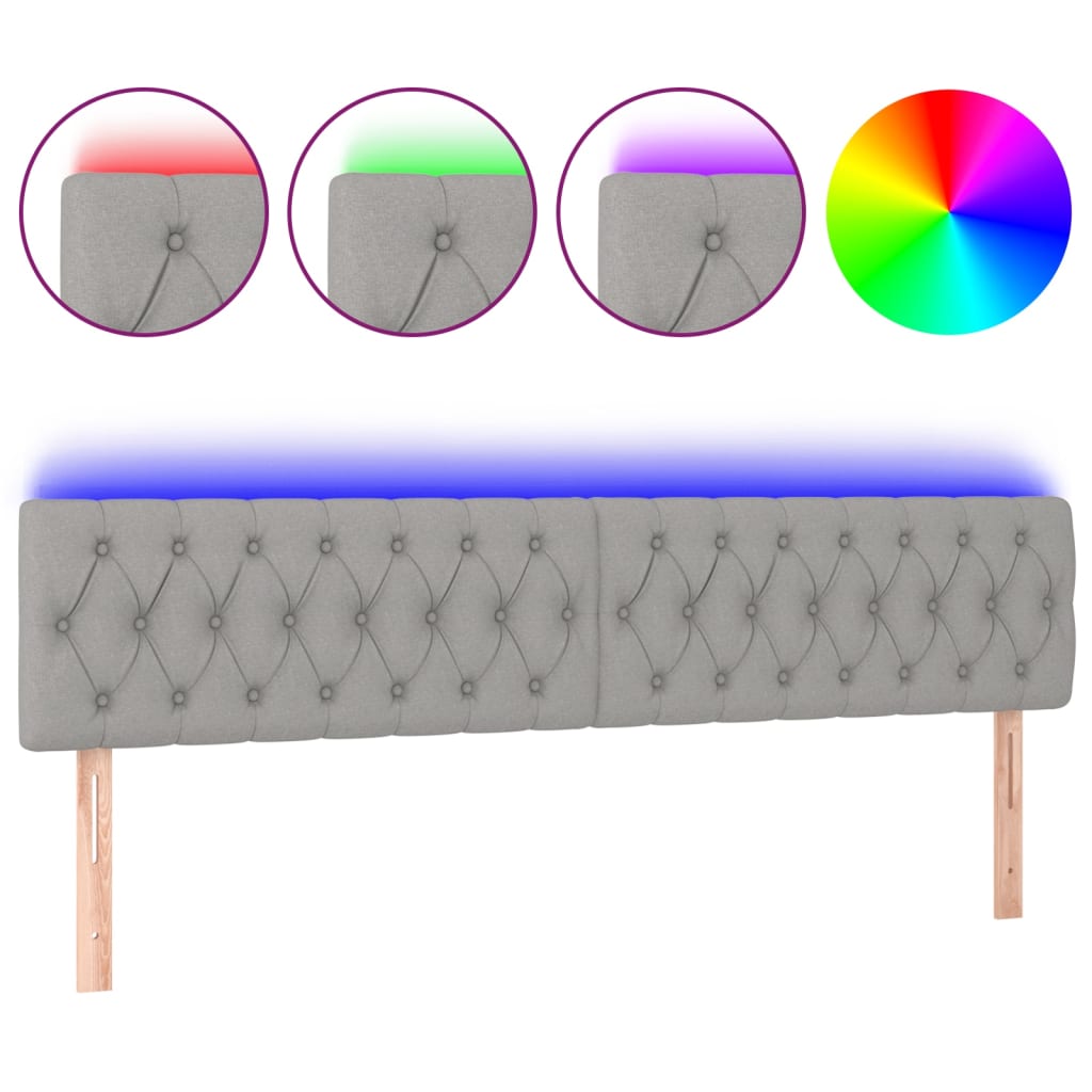 Hoofdbord LED 200x7x78/88 cm stof lichtgrijs is nu te koop bij PeponiXL, paradijselijk wonen!