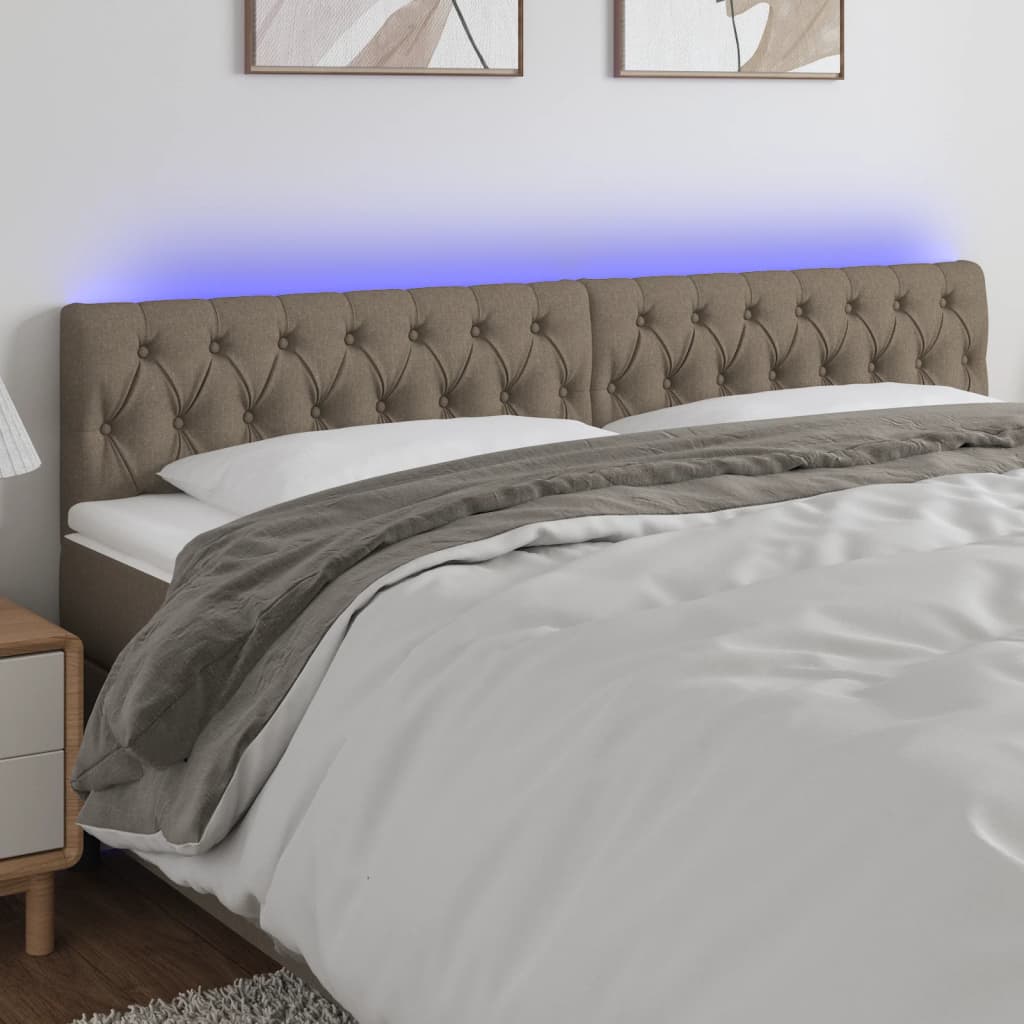 Hoofdbord LED 200x7x78/88 cm stof taupe is nu te koop bij PeponiXL, paradijselijk wonen!