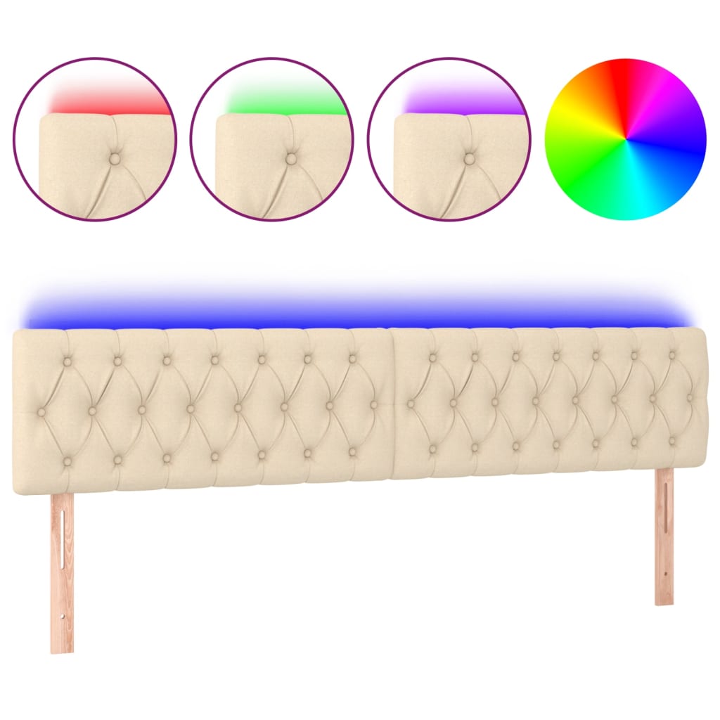 Hoofdbord LED 200x7x78/88 cm stof crèmekleurig is nu te koop bij PeponiXL, paradijselijk wonen!