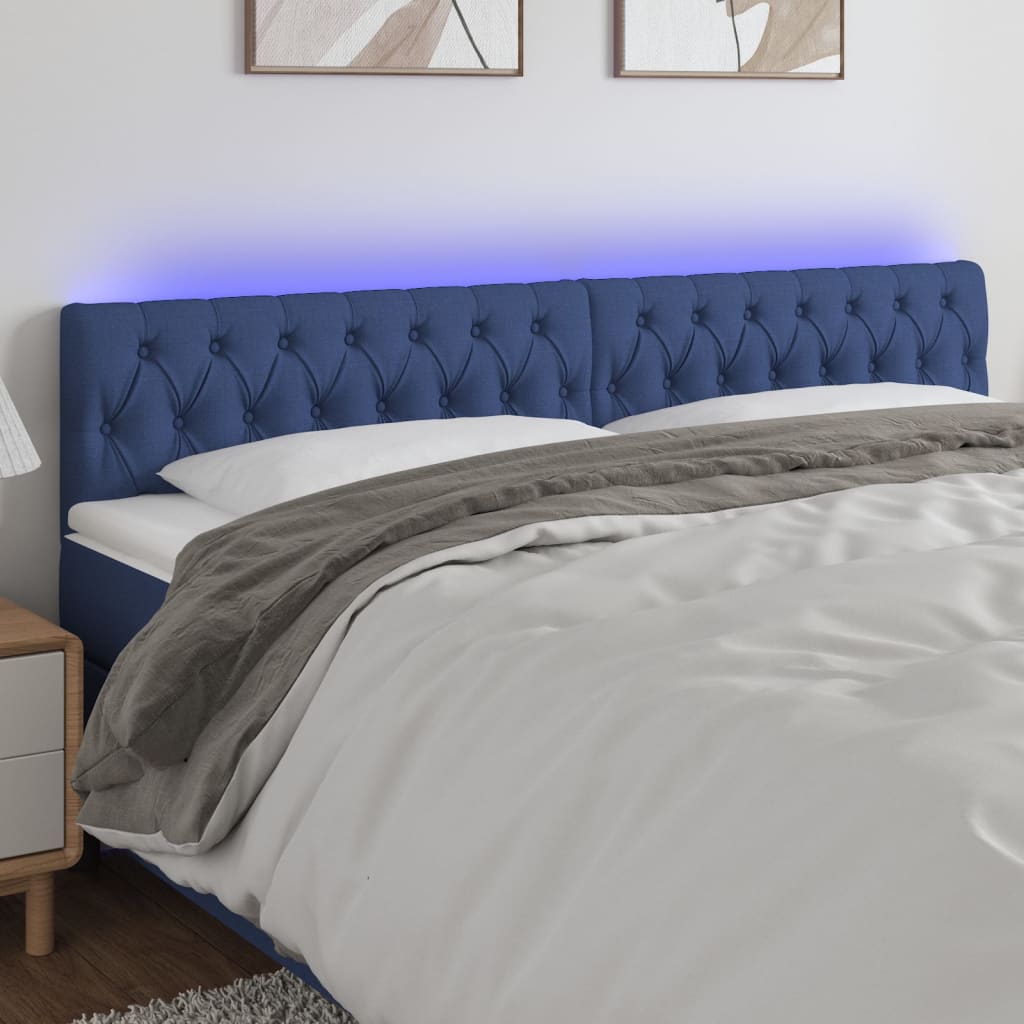 Hoofdbord LED 200x7x78/88 cm stof blauw is nu te koop bij PeponiXL, paradijselijk wonen!