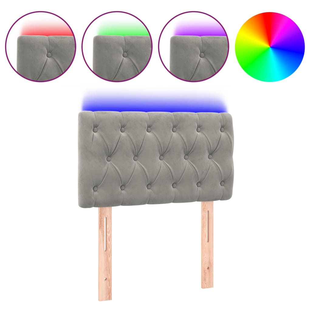 Hoofdbord LED 80x7x78/88 cm fluweel lichtgrijs is nu te koop bij PeponiXL, paradijselijk wonen!