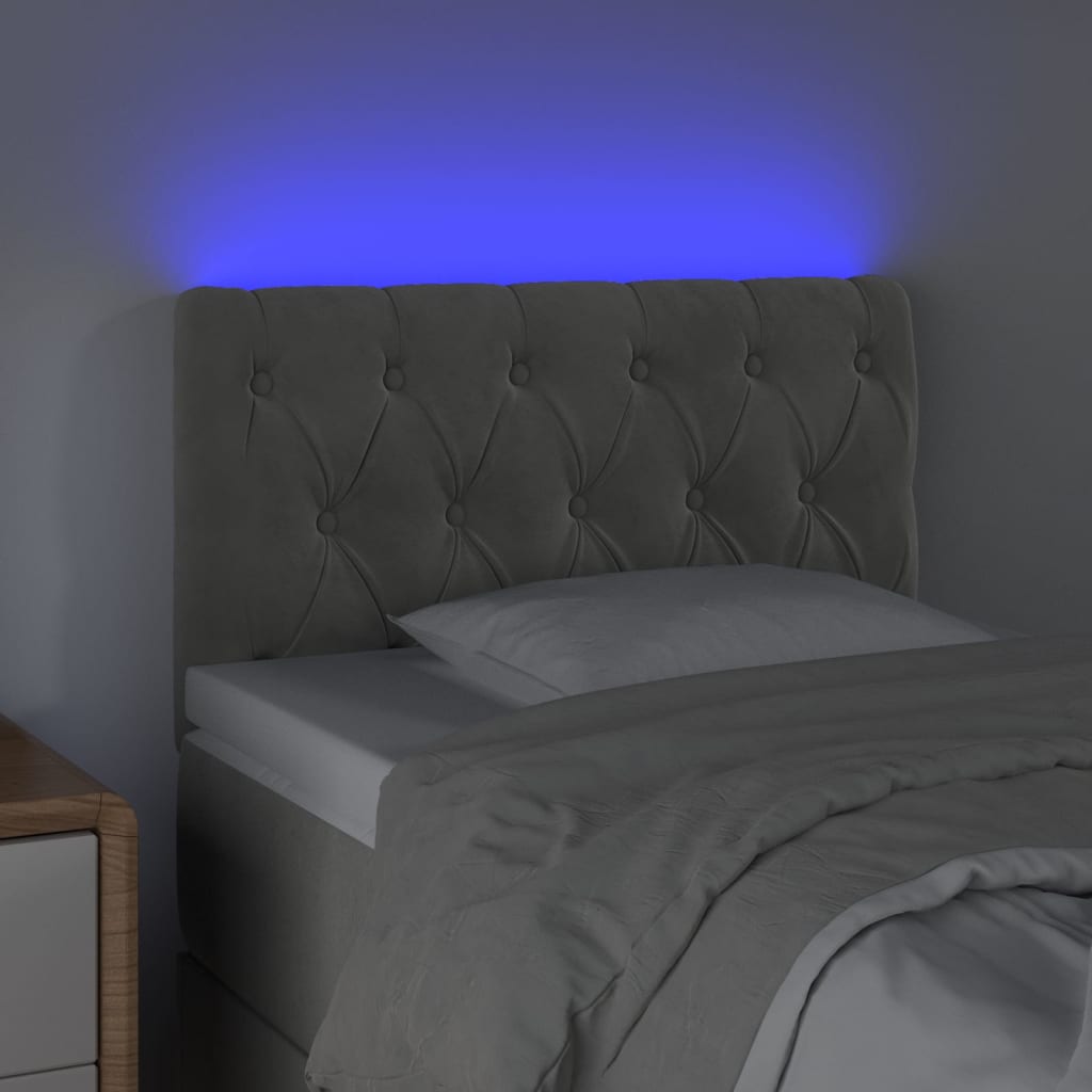 Hoofdbord LED 80x7x78/88 cm fluweel lichtgrijs is nu te koop bij PeponiXL, paradijselijk wonen!