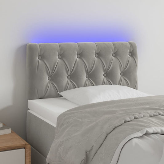 Hoofdbord LED 80x7x78/88 cm fluweel lichtgrijs is nu te koop bij PeponiXL, paradijselijk wonen!